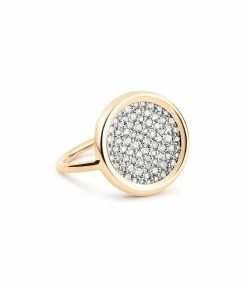 Ginette NY Bague Mini Ever Disc Or Rose Diamants