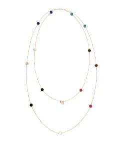 Ginette NY Sautoir Ever Double Multi Pierres Or Rose