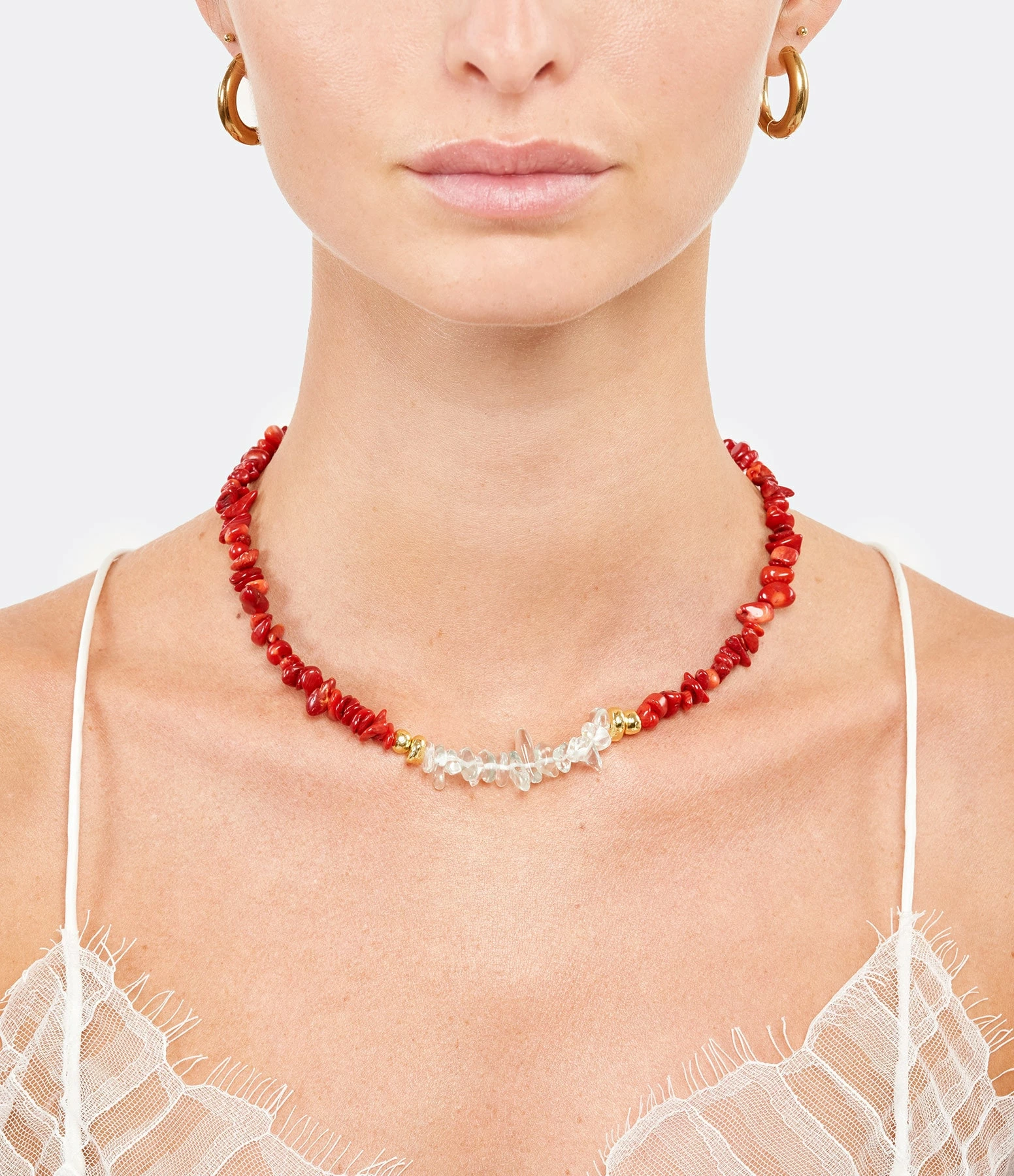 SHAKER JEWELS Collier Stones Corail Quartz 2 SHAKER JEWELS Collier Stones Corail Quartz – Image 2