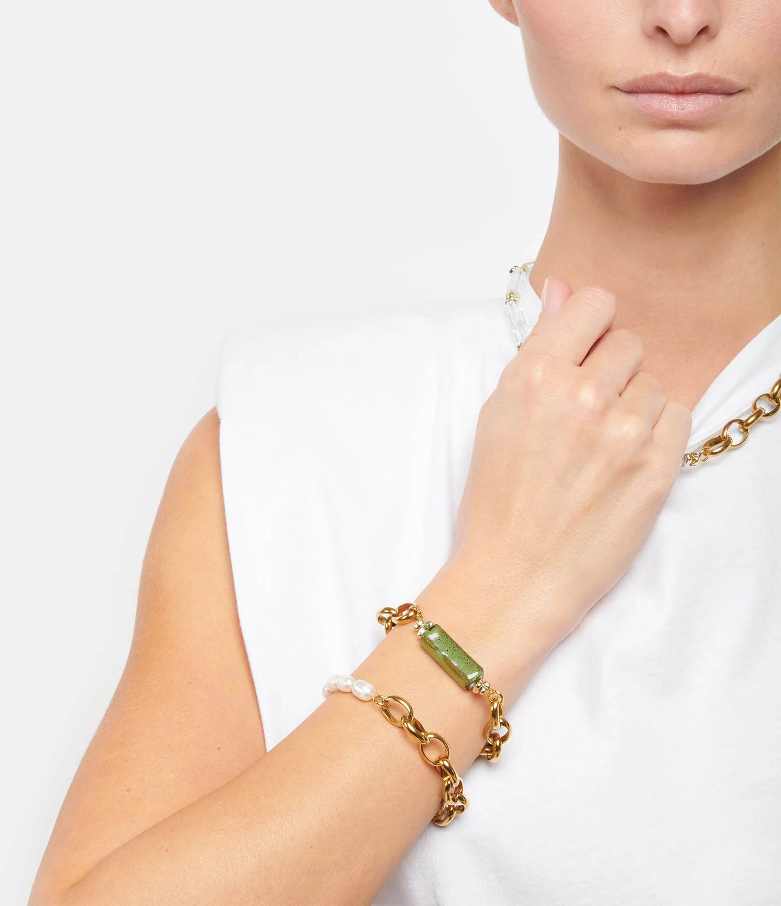 SHAKER JEWELS Bracelet Laya Céramique Argent Doré 2 SHAKER JEWELS Bracelet Laya Céramique Argent Doré – Image 2