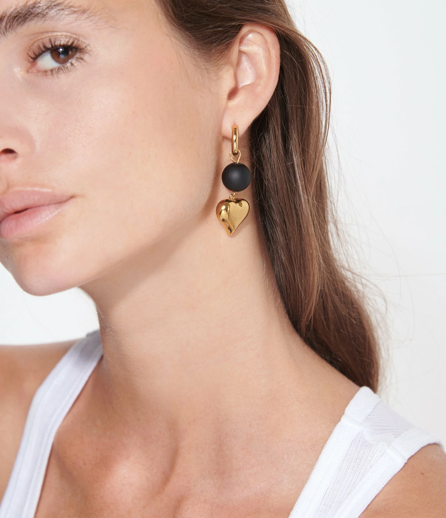 SHAKER JEWELS Boucle D'oreille Love Onyx Argent Doré (vendue à L'unité) 2 SHAKER JEWELS Boucle D'oreille Love Onyx Argent Doré (vendue à L'unité) – Image 2