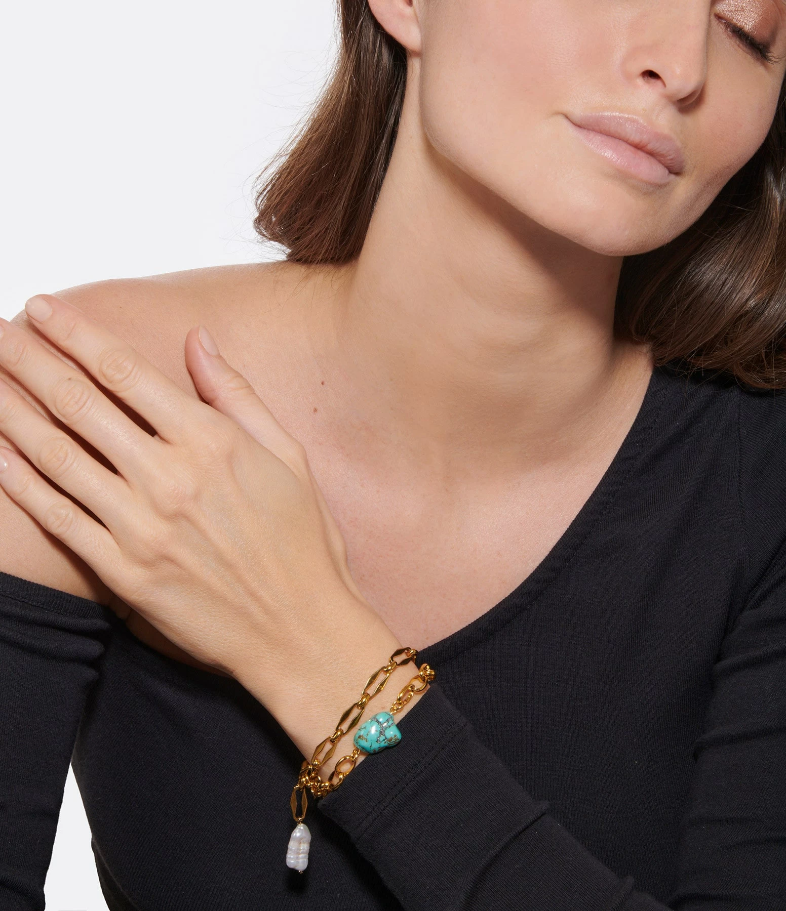 SHAKER JEWELS Bracelet Duna Turquoise Doré 2 SHAKER JEWELS Bracelet Duna Turquoise Doré – Image 2