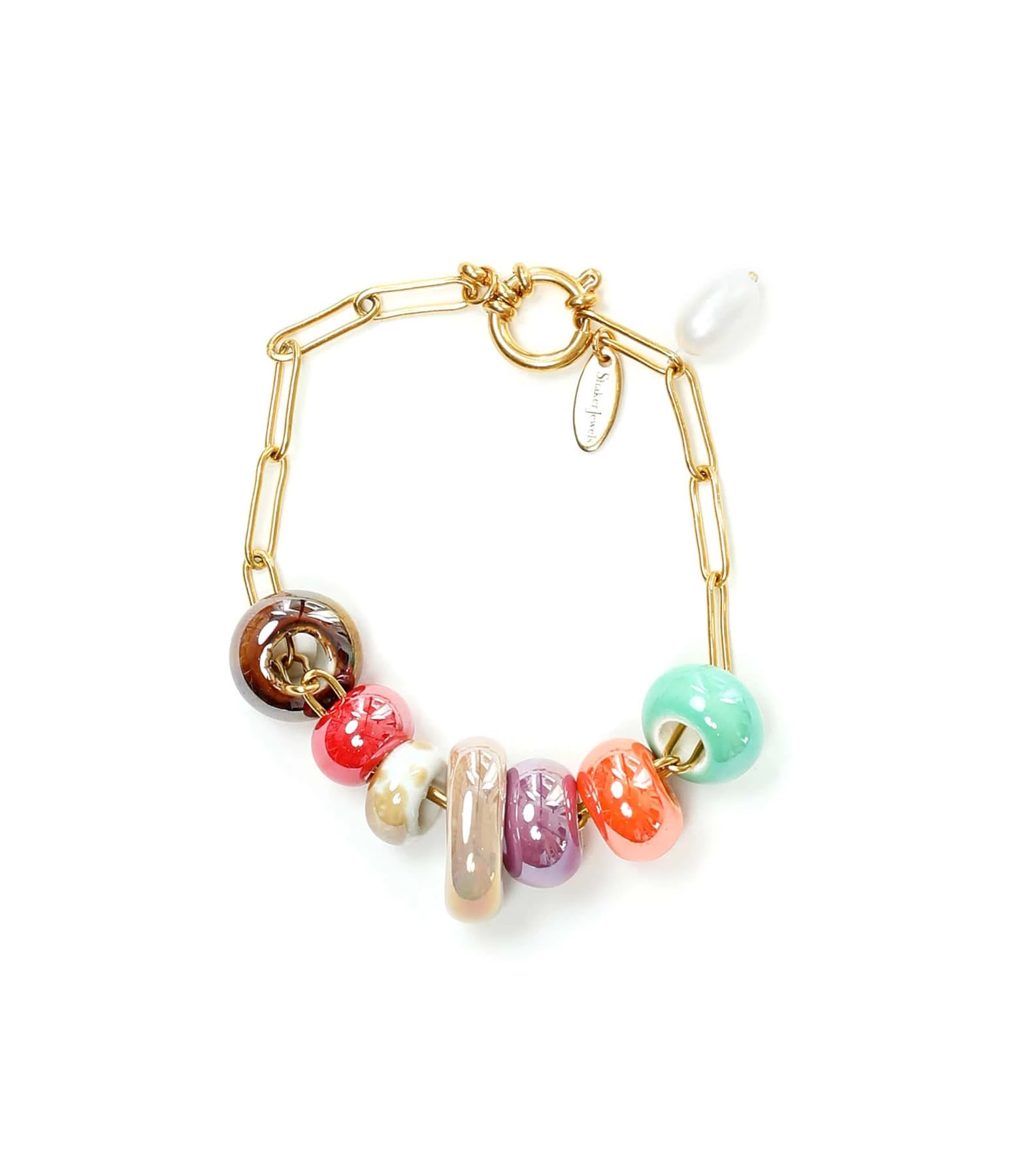 SHAKER JEWELS Bracelet Lioa Céramique Multicolore Argent Doré 1 SHAKER JEWELS Bracelet Lioa Céramique Multicolore Argent Doré