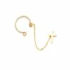 LSONGE Bijou D'oreille Shine Croix Argent Doré