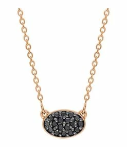Ginette NY Collier Ellipses & Sequins Mini Or Rose Diamants Noirs