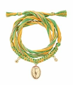 Aurélie Bidermann Bracelet Honolulu Charm Scarabée Vert Jaune