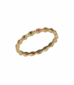 AND...PARIS Bague Mini Œil Saphir Multicolore Or Jaune