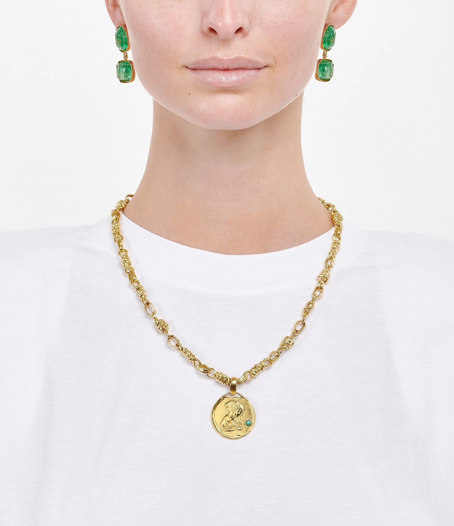 GOOSSENS PARIS Collier Talisman Astro Lion Turquoise 3 GOOSSENS PARIS Collier Talisman Astro Lion Turquoise – Image 3