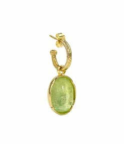 GOOSSENS PARIS Créole Cabochon Cristal De Roche Vert Clair (vendue à L'unité)