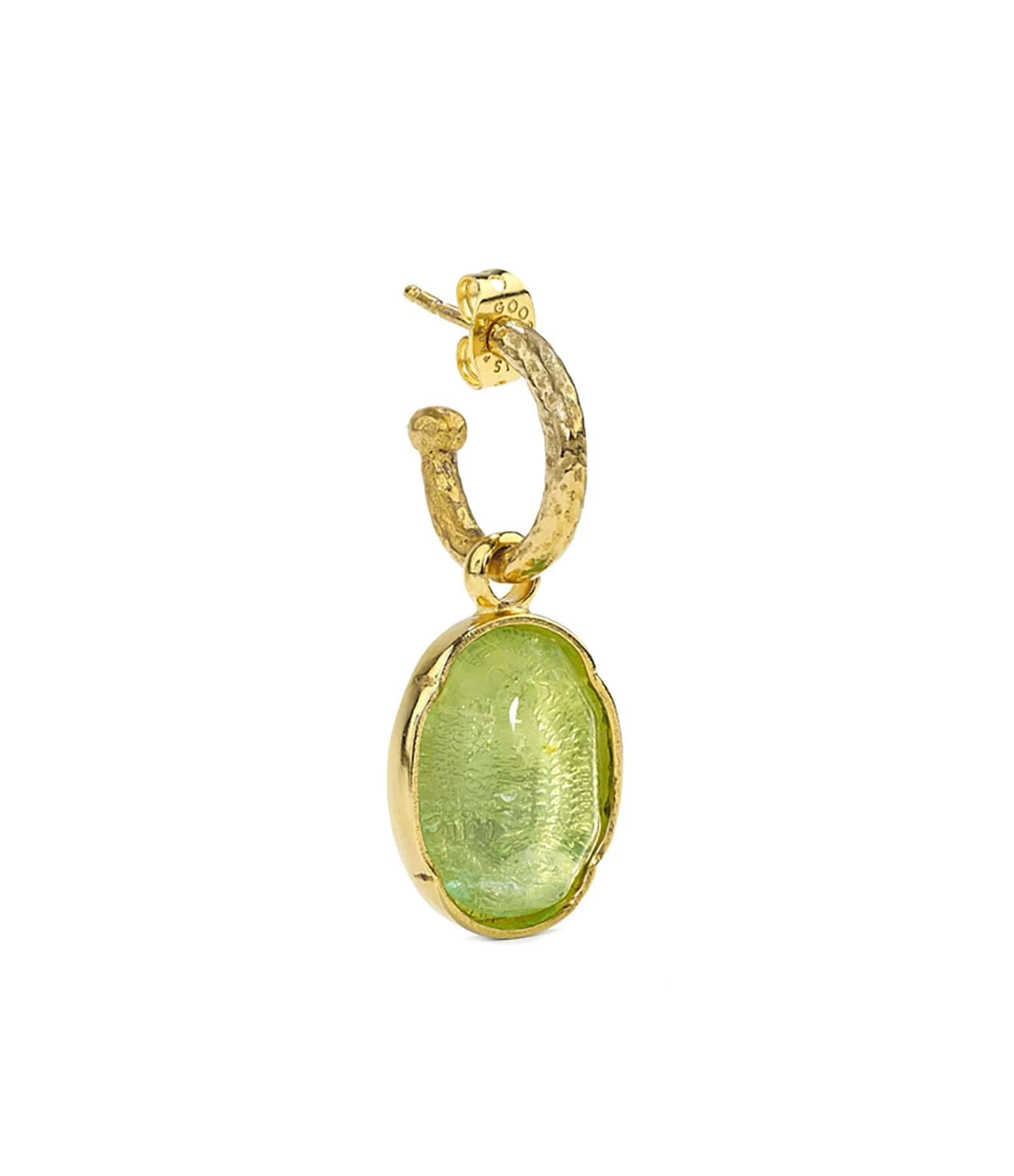 GOOSSENS PARIS Créole Cabochon Cristal De Roche Vert Clair (vendue à L'unité) 1 GOOSSENS PARIS Créole Cabochon Cristal De Roche Vert Clair (vendue à L'unité)