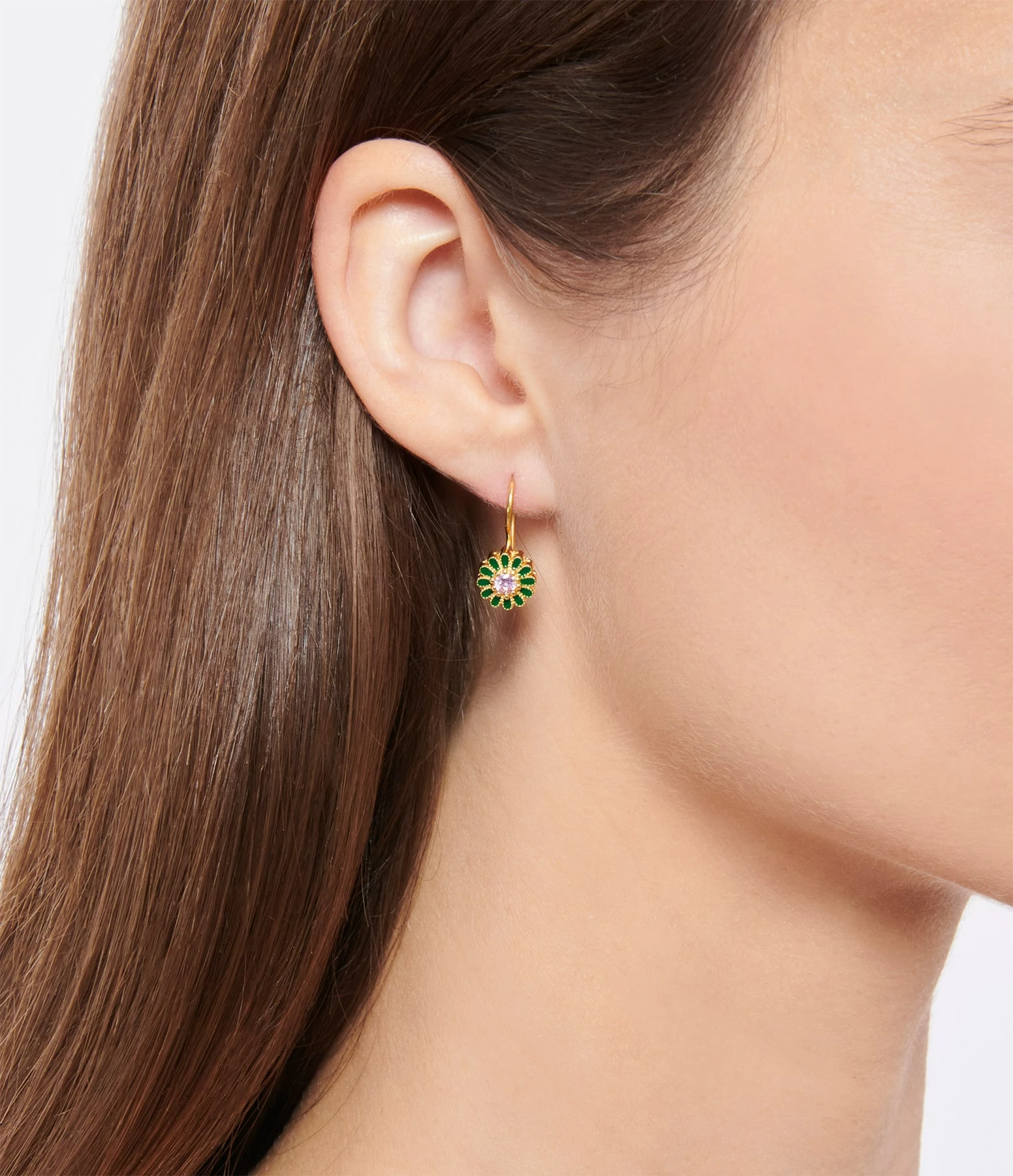 TITYARAVY Boucles D'oreilles Saï Vert Doré 2 TITYARAVY Boucles D'oreilles Saï Vert Doré – Image 2