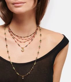 TITYARAVY Collier Lotus Rouge Rubis-Zoïsite Doré -COLLIERS Shop titya look20221117 88