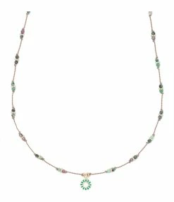 TITYARAVY Collier Mala-Saï Beige Argent Doré