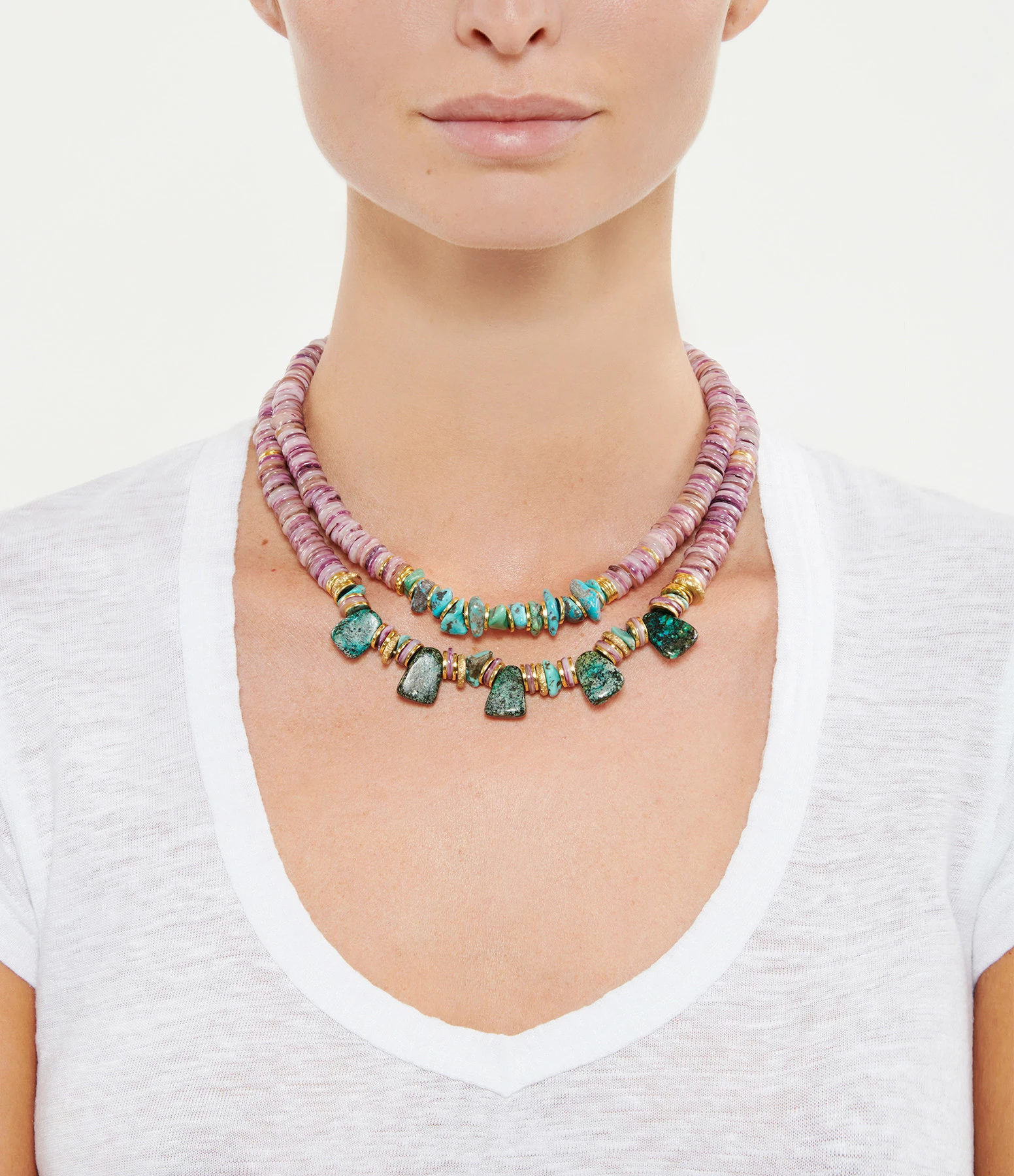 VADI JEWELS Collier Brazilia Coquillage Violet Turquoise 2 VADI JEWELS Collier Brazilia Coquillage Violet Turquoise – Image 2