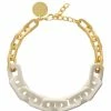 VANESSA BARONI Collier Edge Blanc Doré