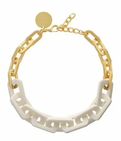 VANESSA BARONI Collier Edge Blanc Doré