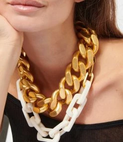 VANESSA BARONI Collier Edge Blanc Doré -COLLIERS Shop vbaro look20221026 164