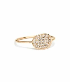Ginette NY Bague Ellipses & Sequins Mini Or Rose Diamants